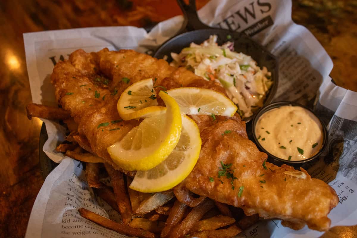 Beer Battered Fish \u0026 Chips, image size:1200x800