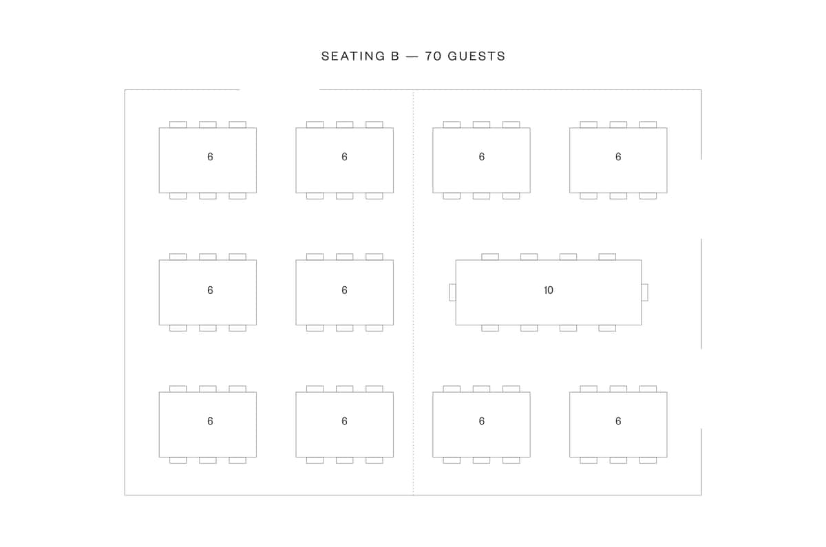 Seating layout of Mishima Room