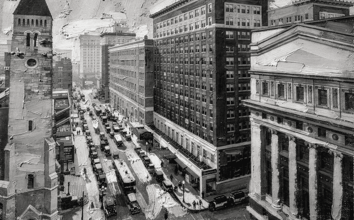 Vintage 1920s picture of Downtown Atlanta. Old Atlanta Peachtree Street Andrew Young Main Street. Regenstein's building 207 Beach Street.