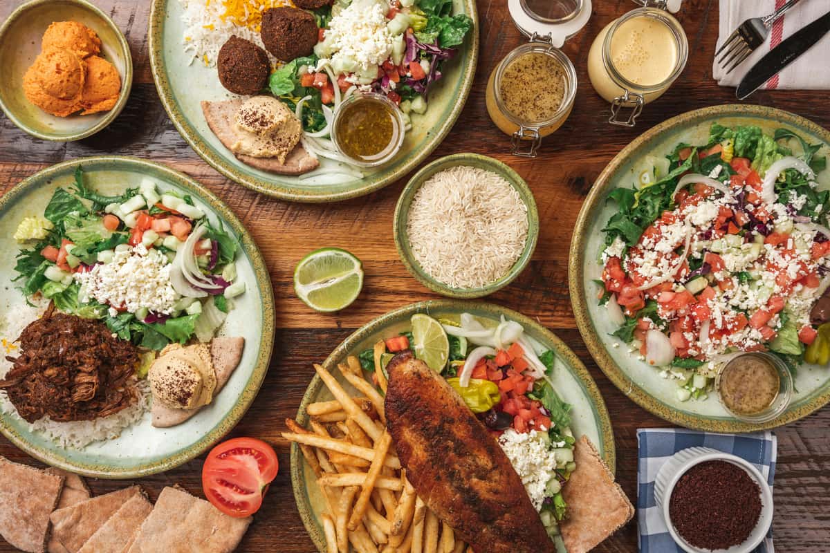 group of dishes spread on the table