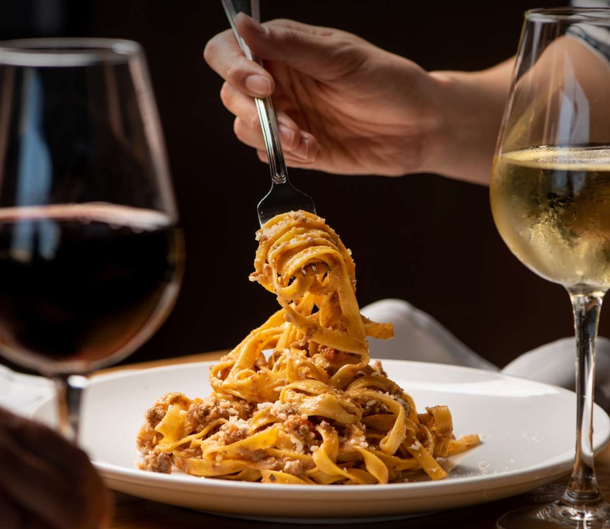 wine and pasta