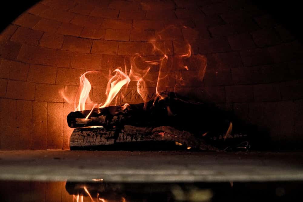 wood on fire in an oven