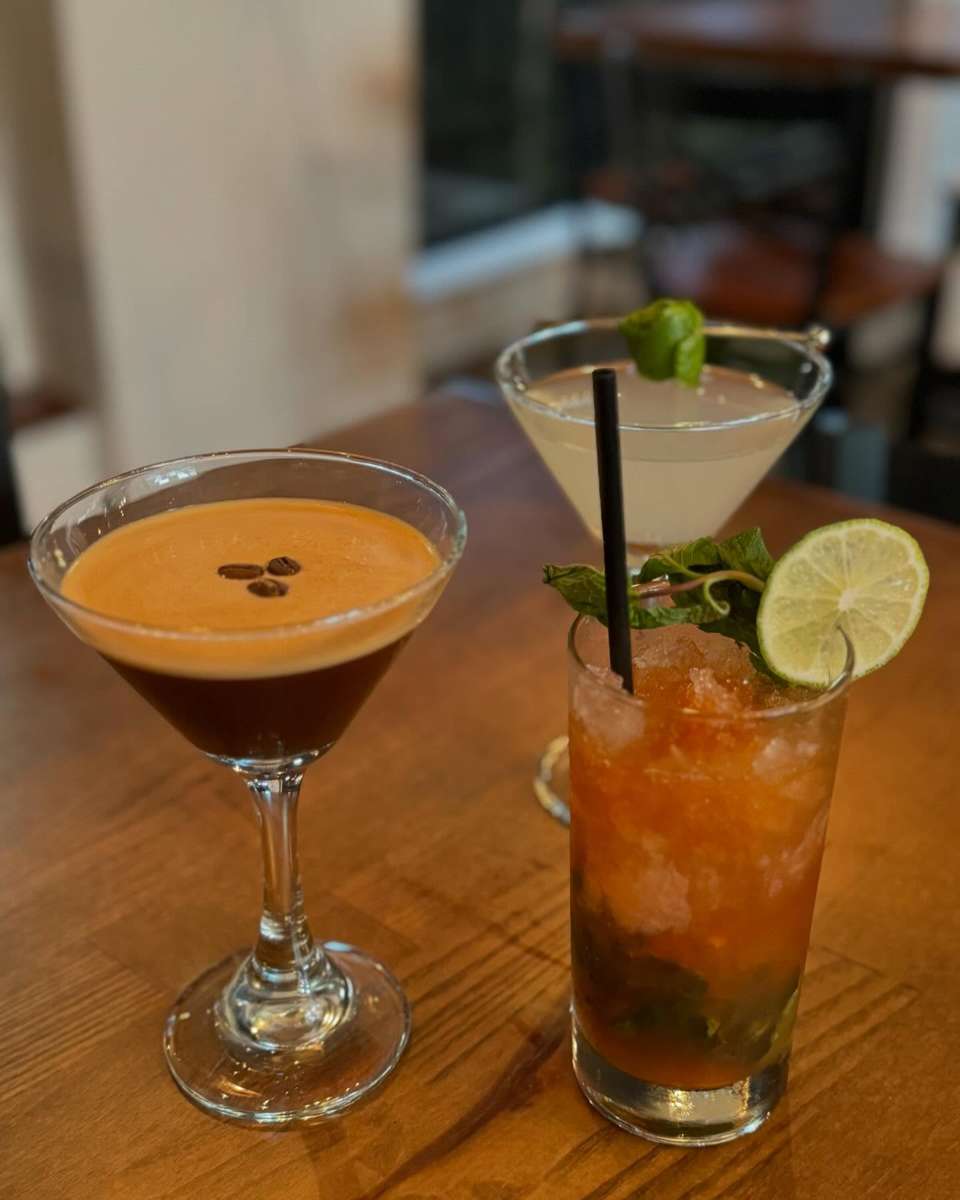 3 different drinks on a table