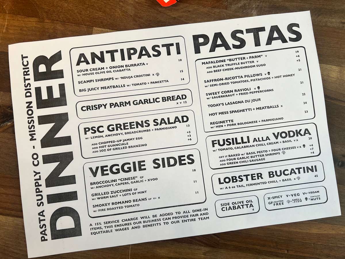 Mission Dinner Menu as of 9/8/26