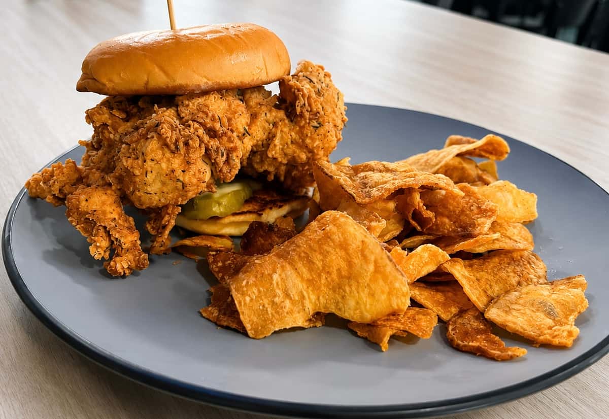 Lunch Chicken Sando at Sharky's NSB on Flagler Avenue in New Smyrna Beach Florida