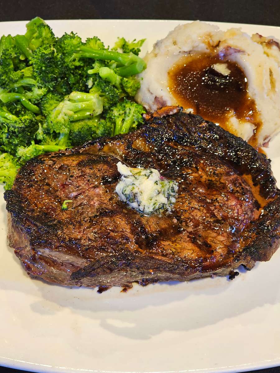 16 ounce ribeye with compound butter