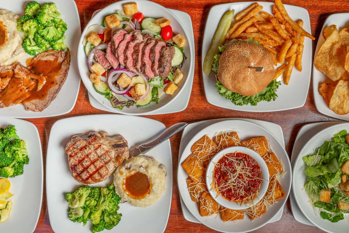 above shot of multiple dishes of food