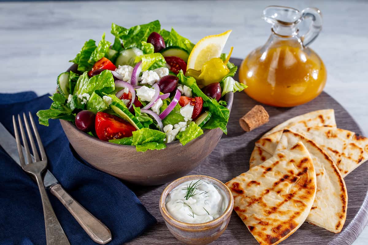 salad and pita bread