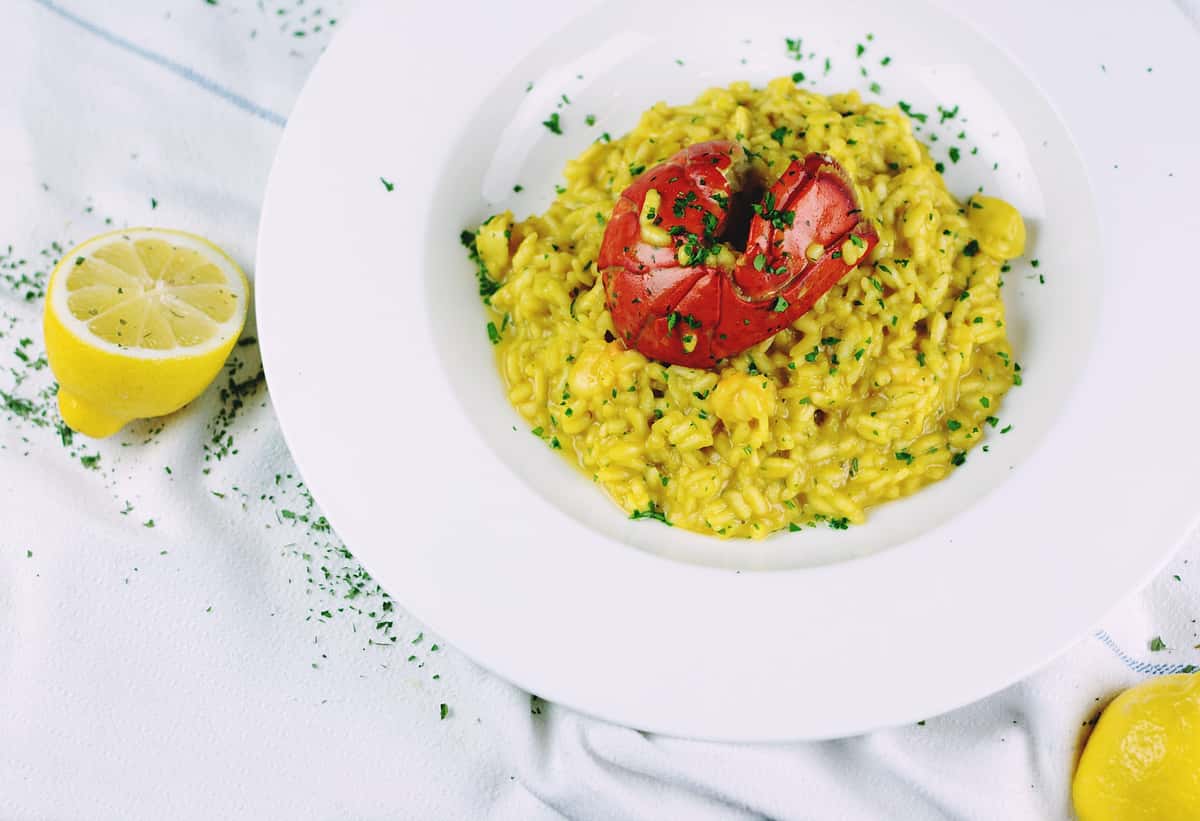 rice and lobster tails