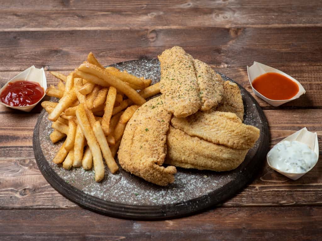 fried catfish with fries