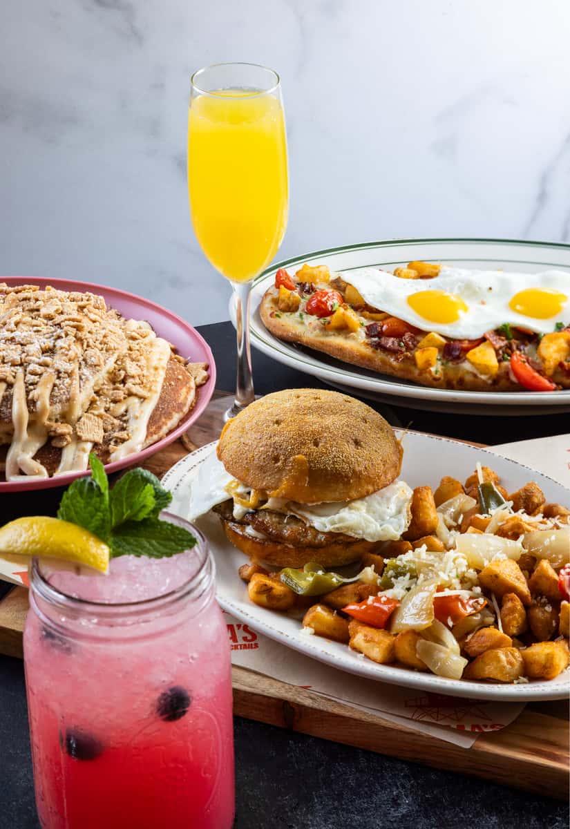 Different drinks and dishes