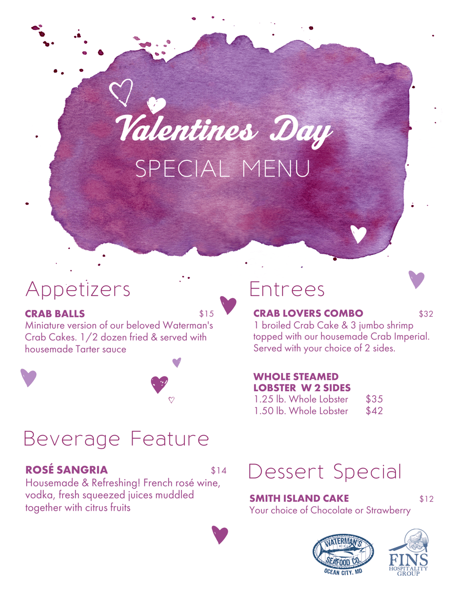 Valentines Day Specials Menu