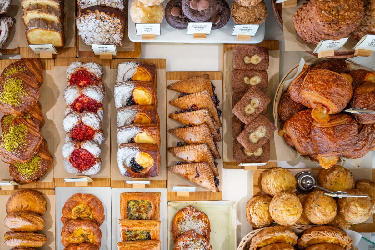 Pastries on a counter