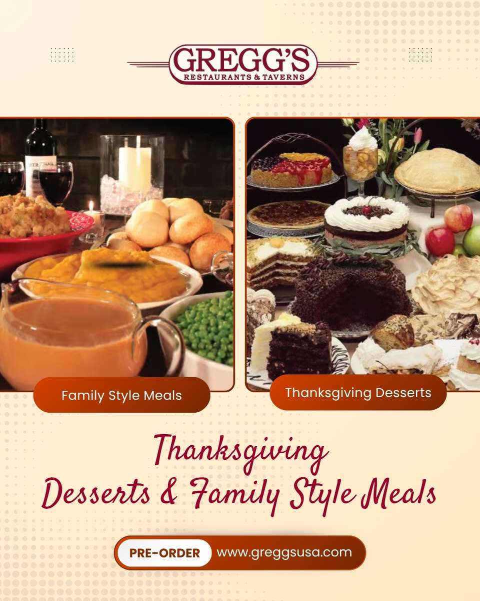 Make your Thanksgiving delicious and memorable with Gregg's Family Style Meals! 🦃 Includes Turkey Breast, Mashed Potatoes, Stuffing & more. Serves 4. Pre-order online: https://www.greggsusa.com/holiday-ordering