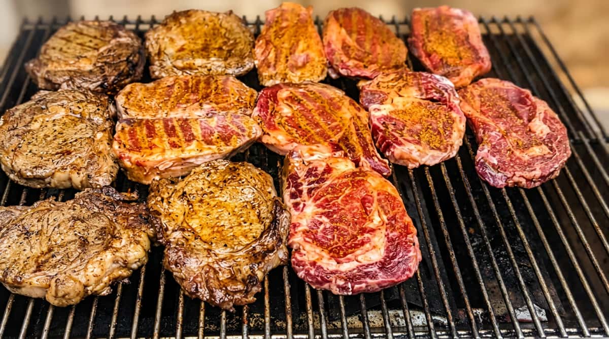 grilling BBQ steaks