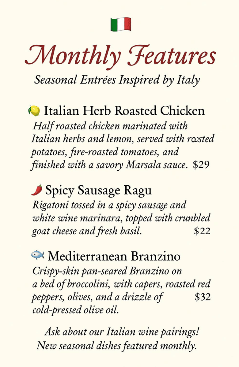 SPECIAL MENU