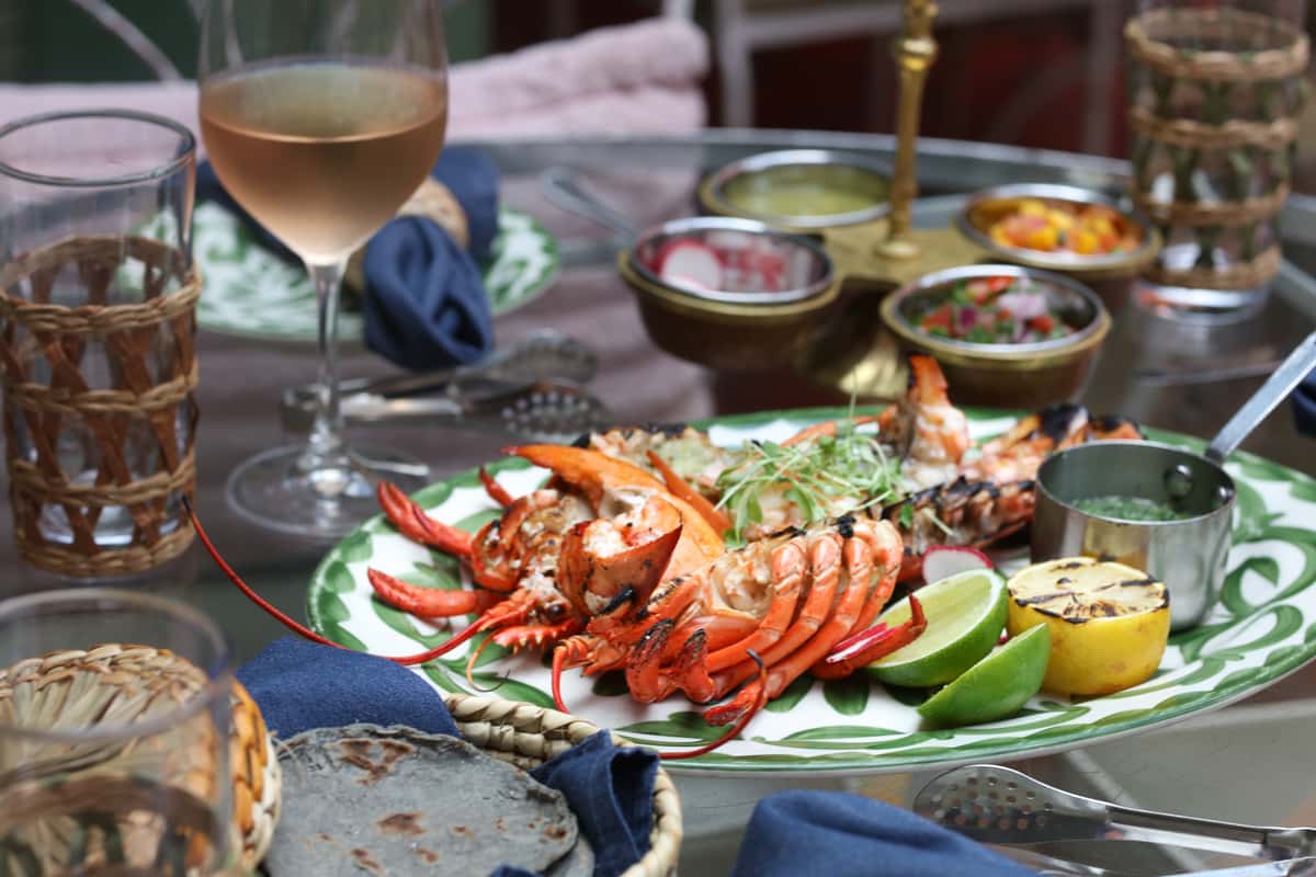 cooked lobster dinner