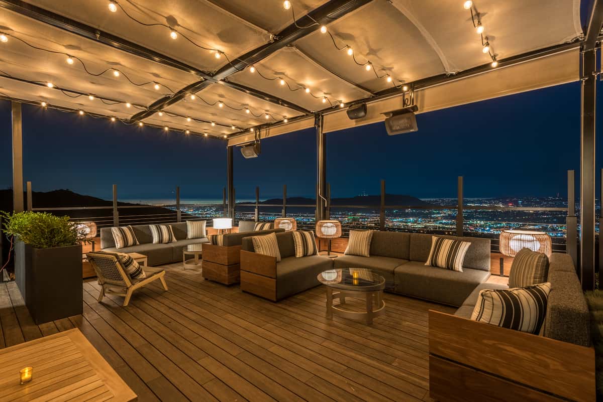 cozy lounge with ambient lighting and great view