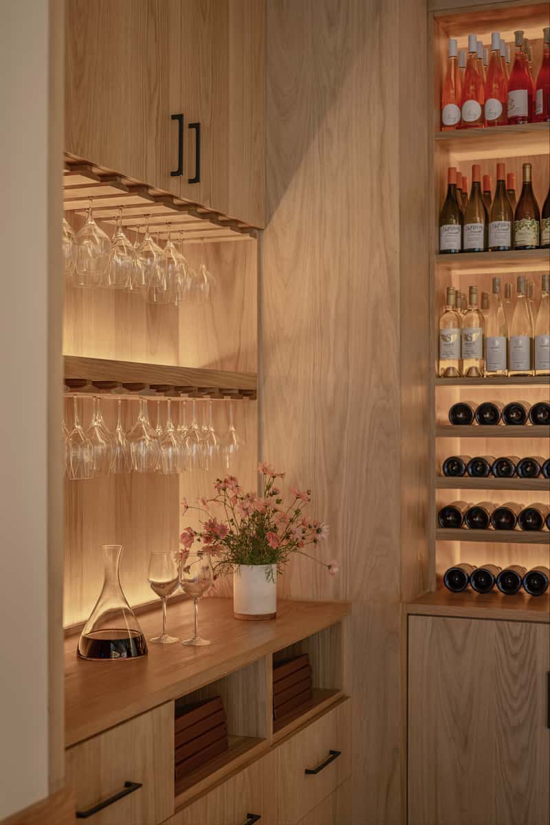 Wine wall in Altamar, Zaranda's private dining room