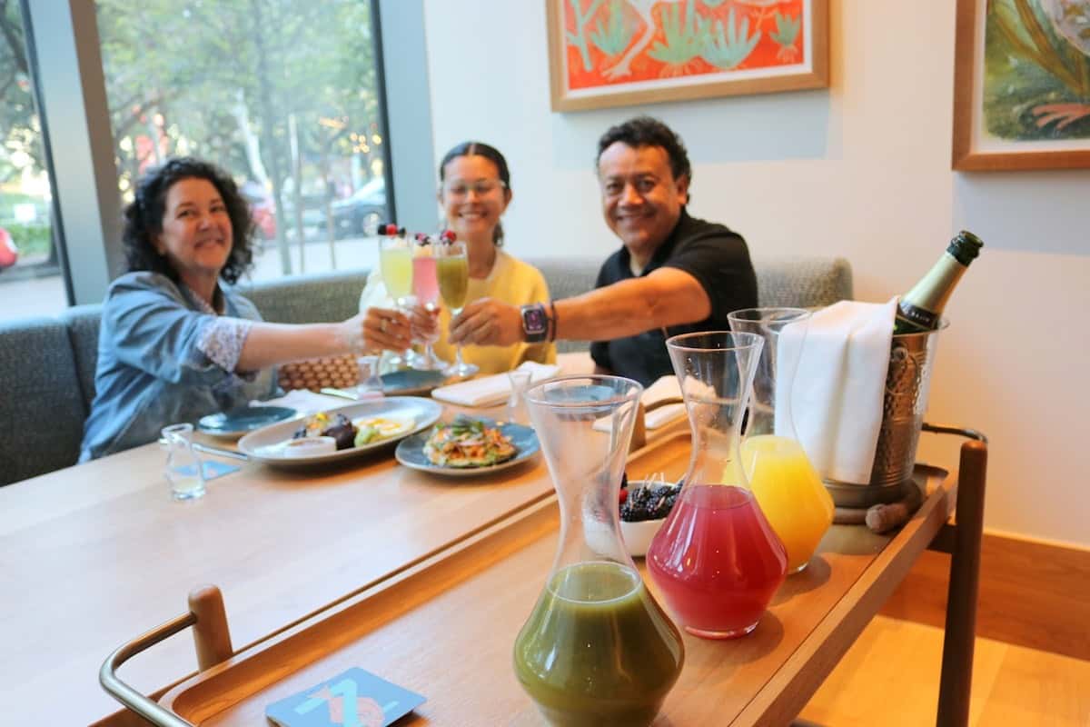 Mimosa Cart with a selection of fresh juices and sparkling wine, a brunch experience at Zaranda Houston