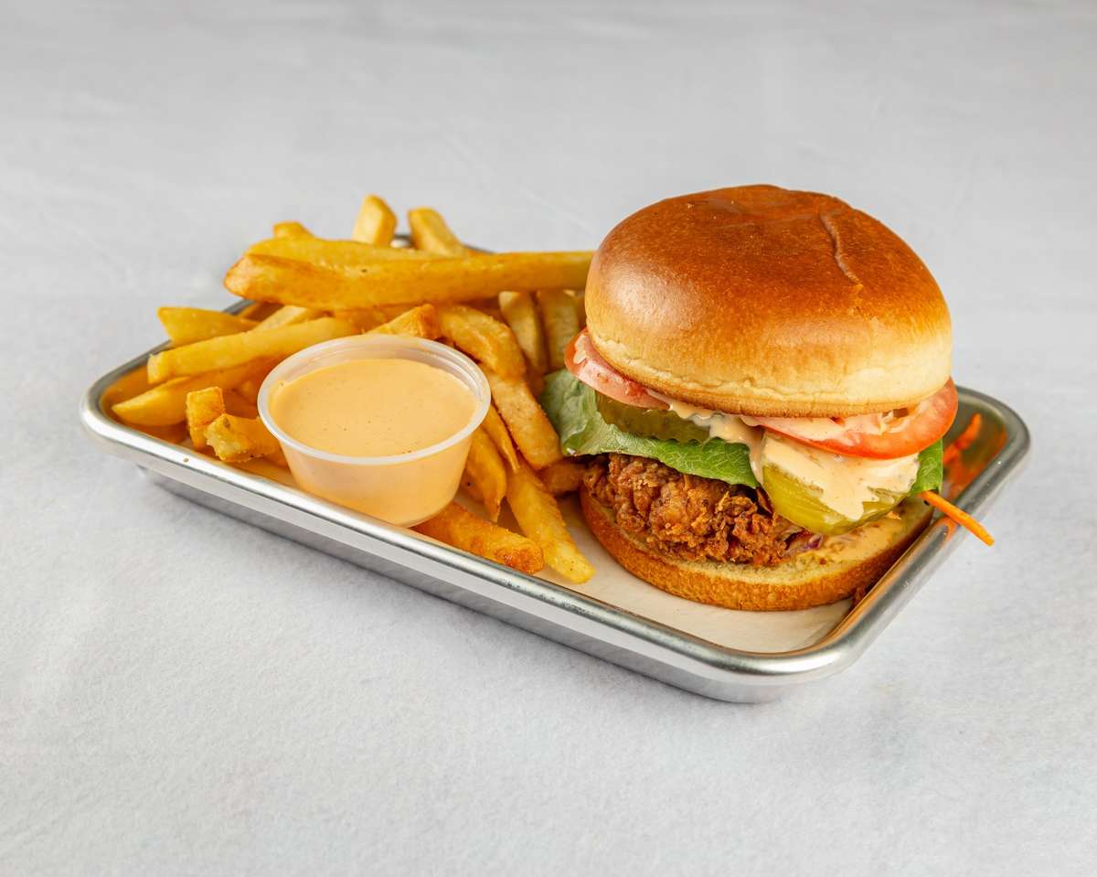 Chicken sandwich with fries
