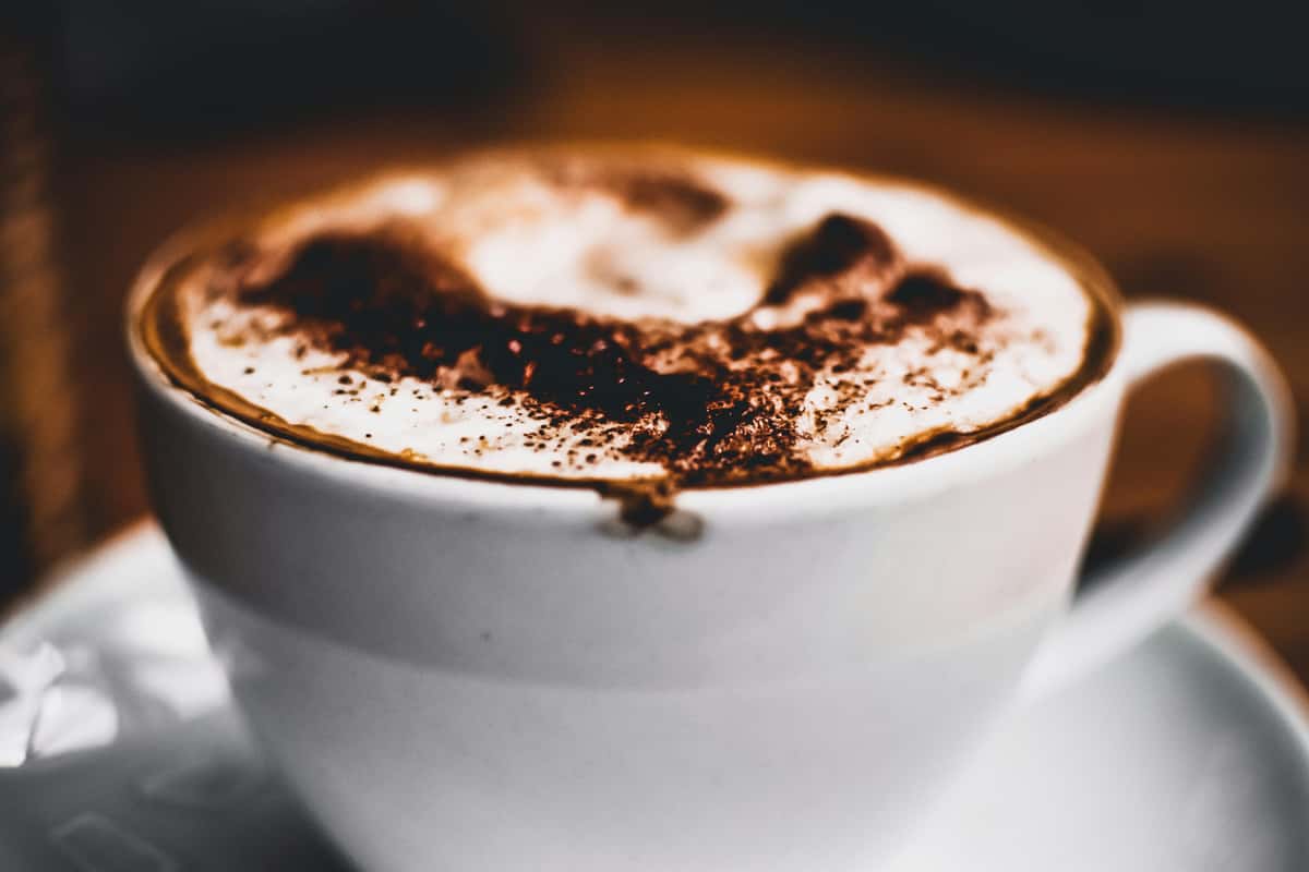 coffee with chocolate powder on top