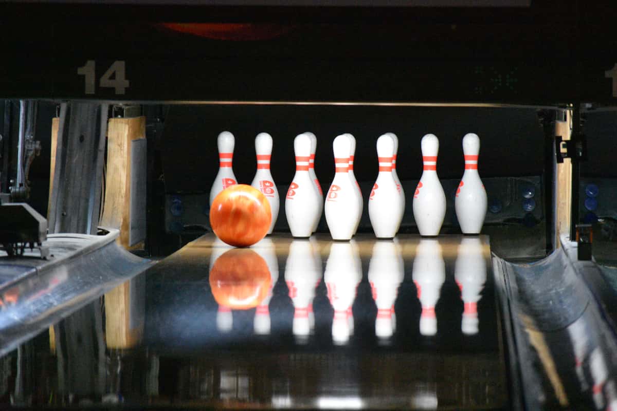 bowling ball and pins