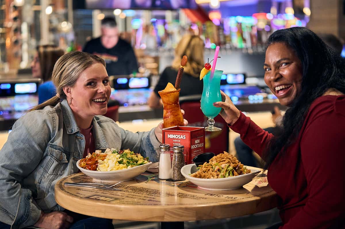 people drinking and dining together