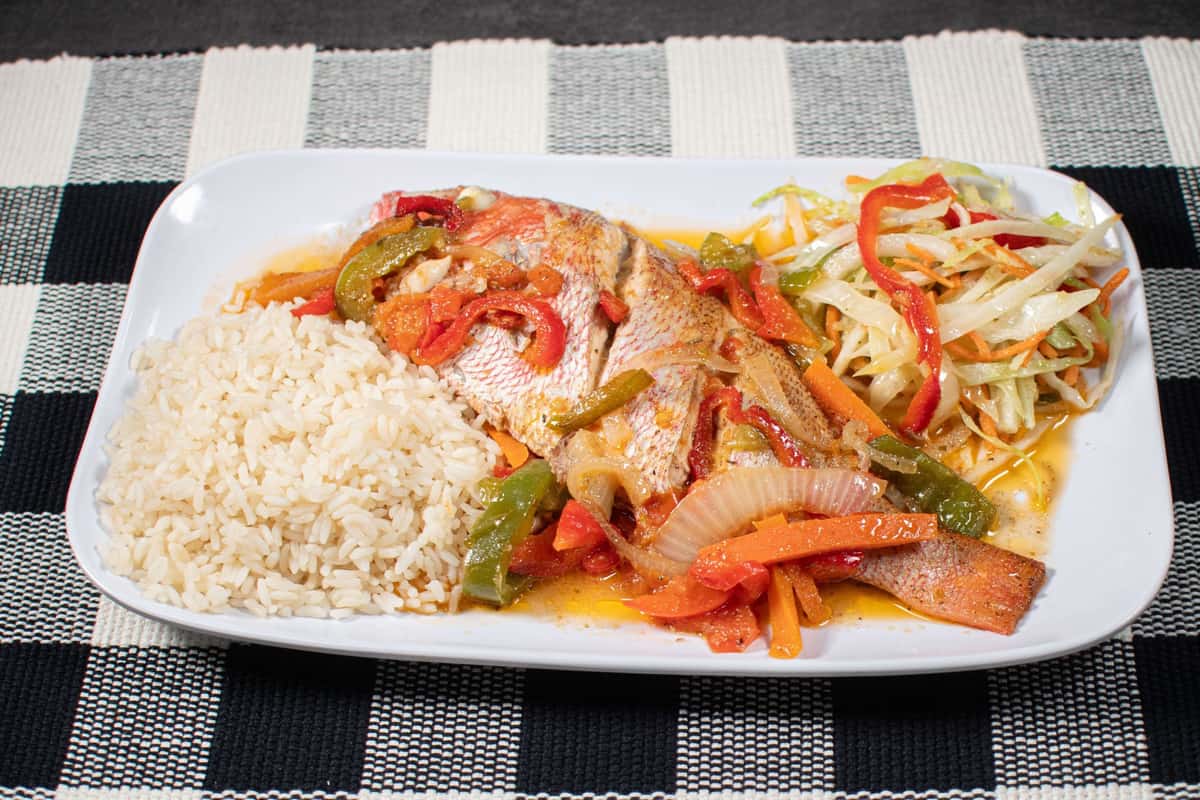 Steamed fish snapper entree