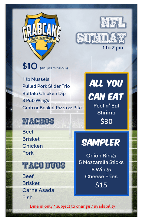 2026 Football Menu
