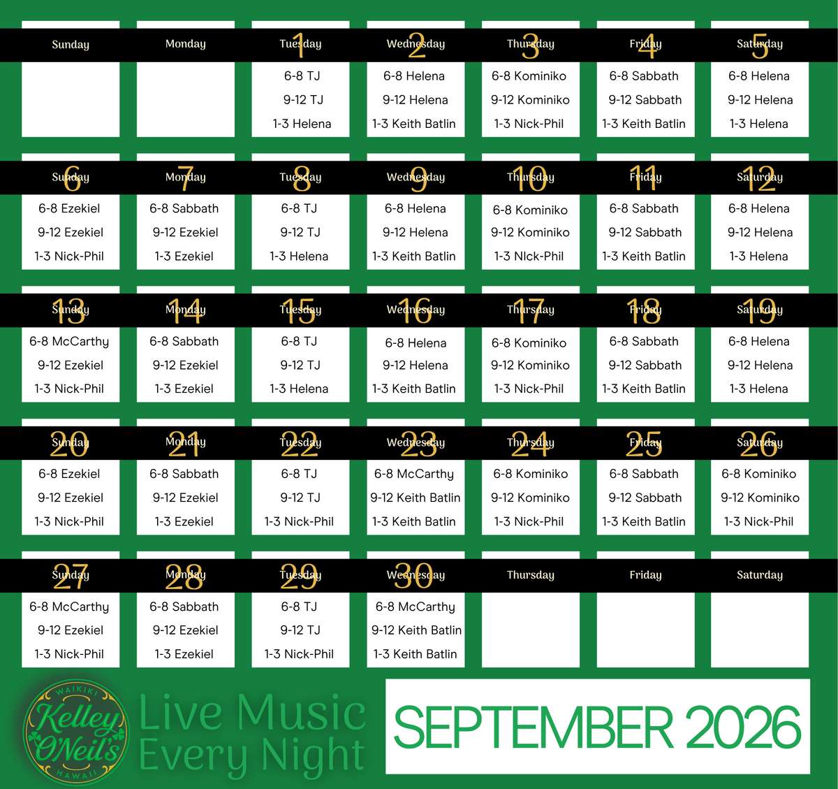 Live Music September 2026