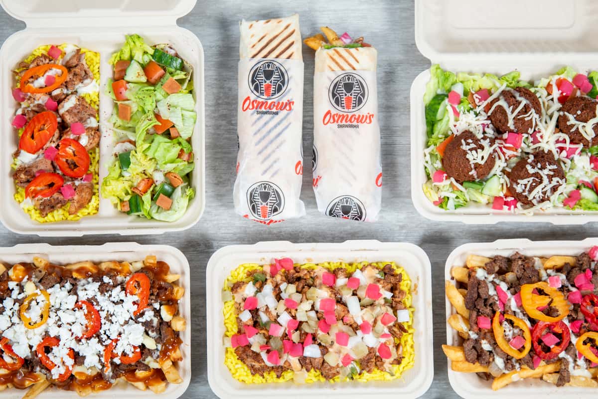 Spread of food on a table from Osmow's
