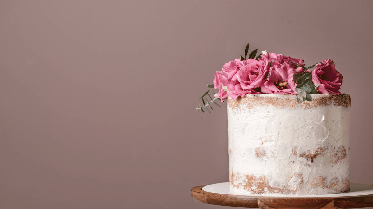 cake with flowers on top