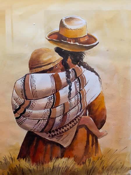 mother and son paining