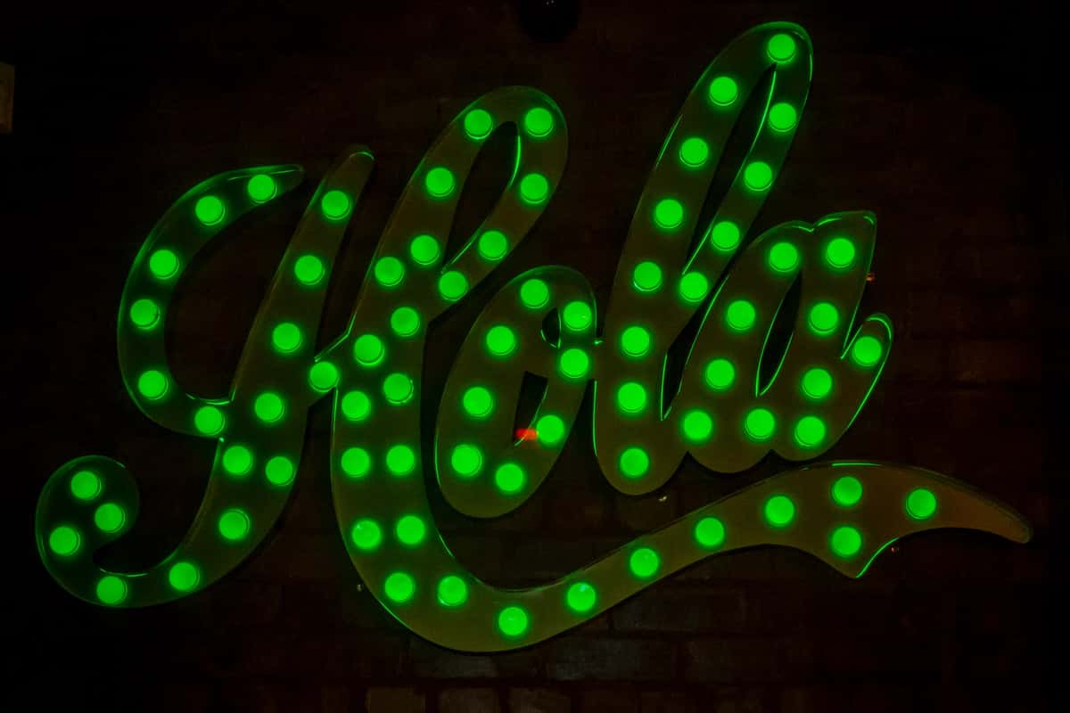 hola neon sign
