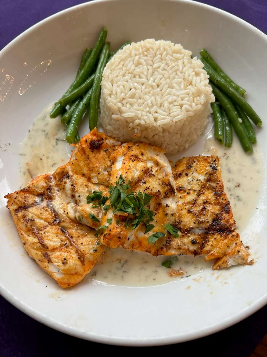 halibut and rice