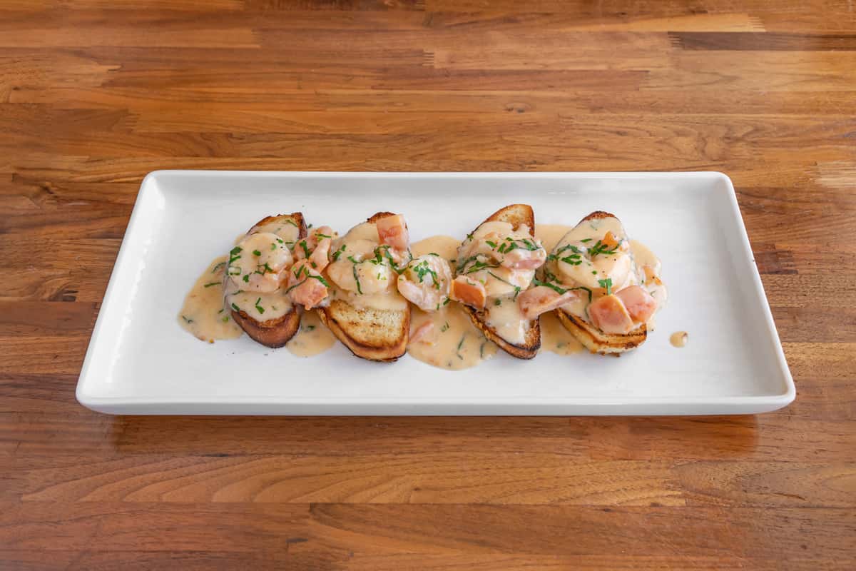 Shrimp Alfredo Bruschetta