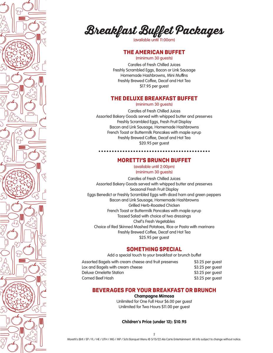 Banquets at Morettis in Wheeling