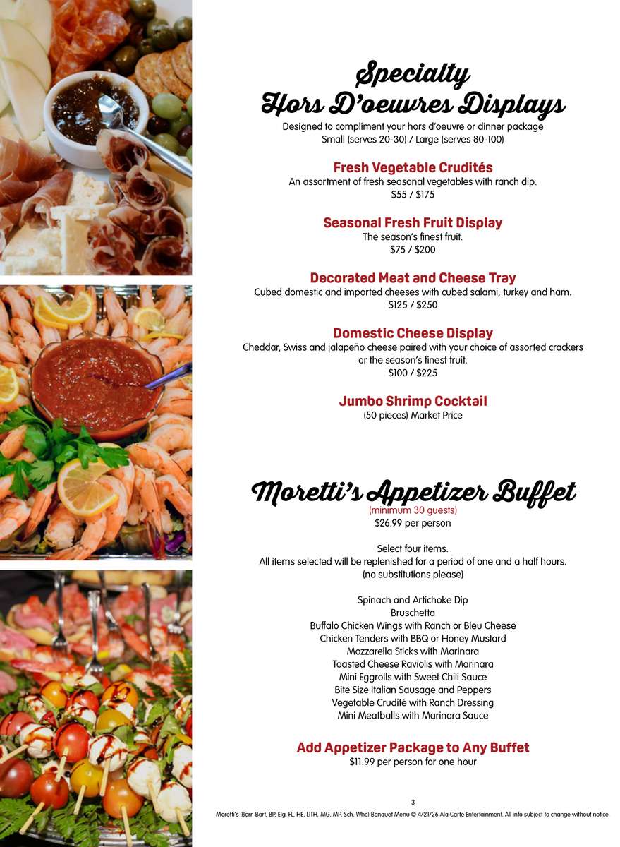 Banquets at Morettis