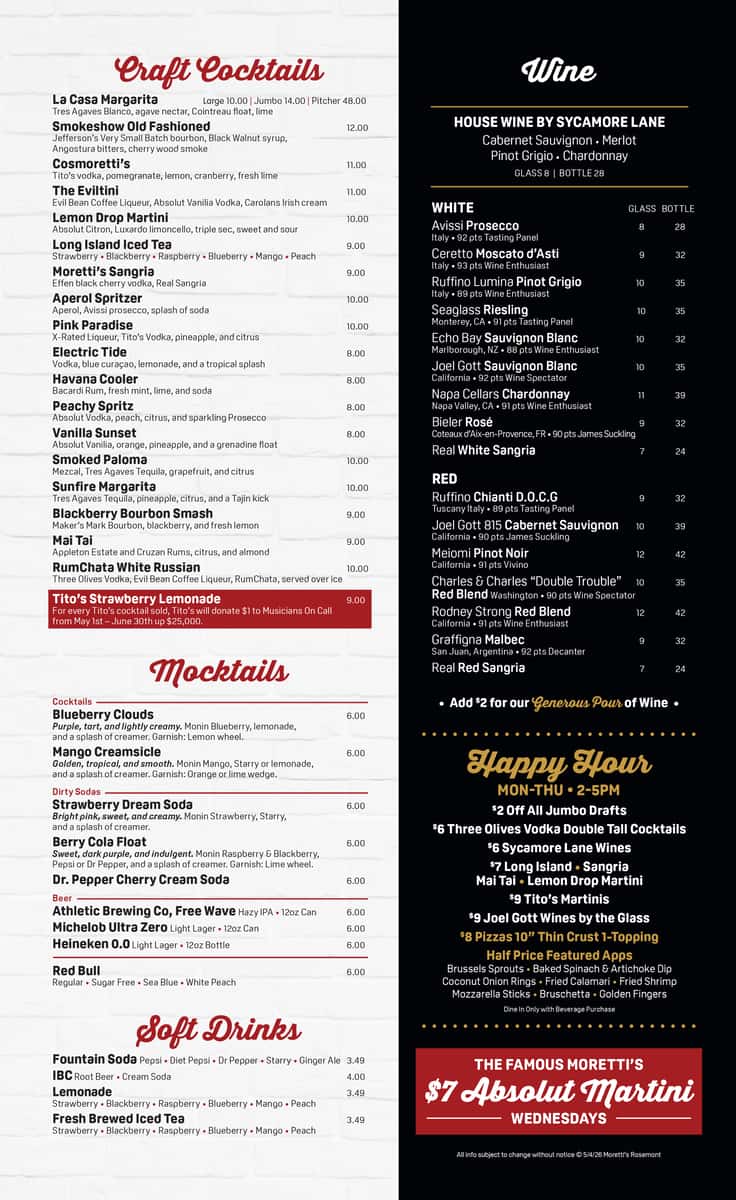 Cocktails at Morettis in Rosemont
