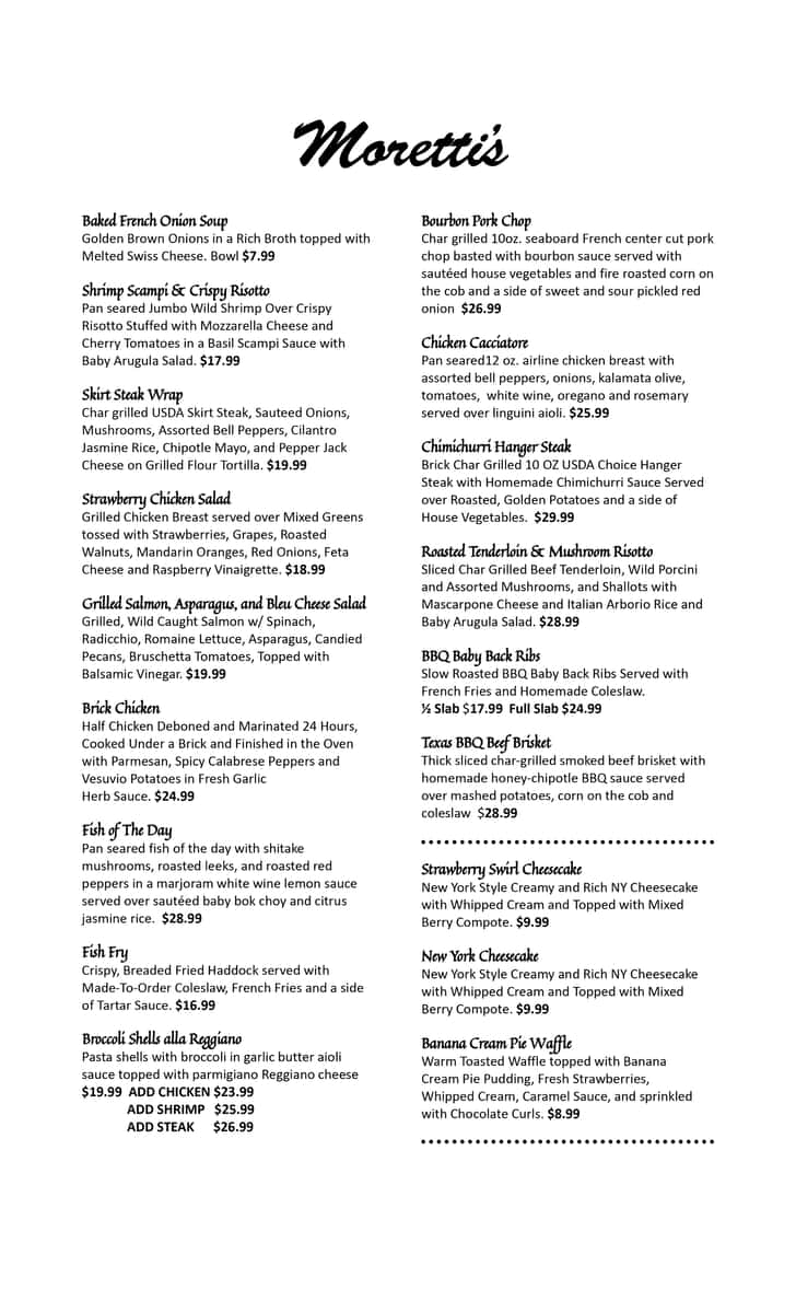 Chefs Specials at Morettis in Rosemont