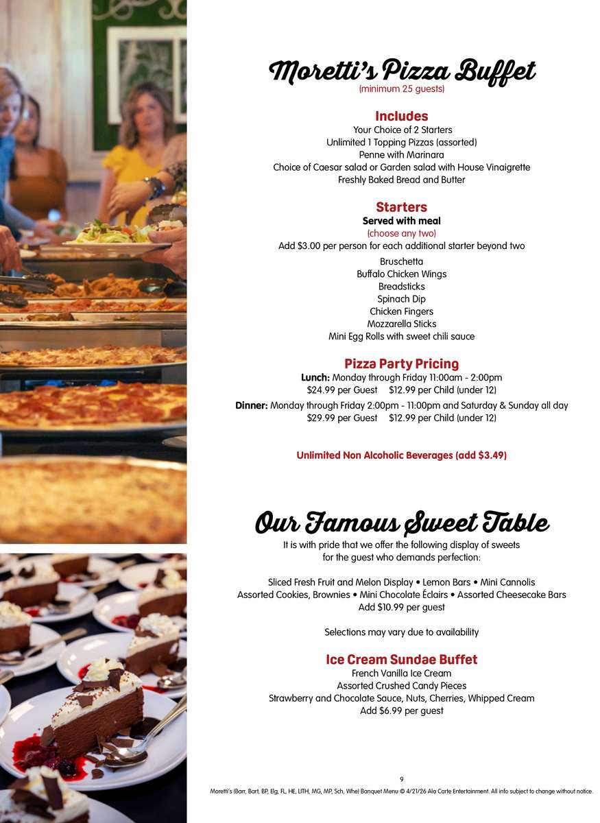 Banquets at Morettis