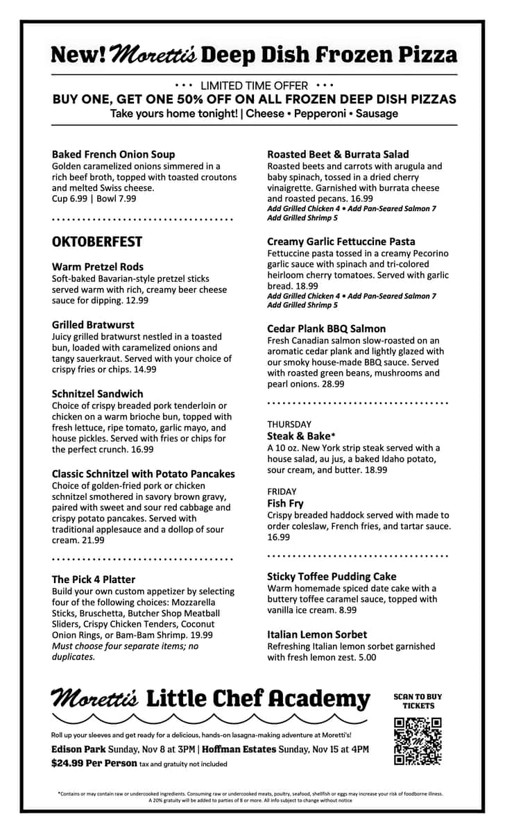 Chefs Specials at Morettis