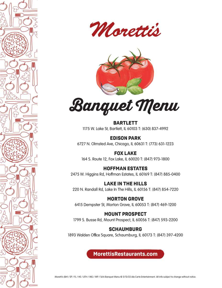 Banquets at Morettis in Wheeling