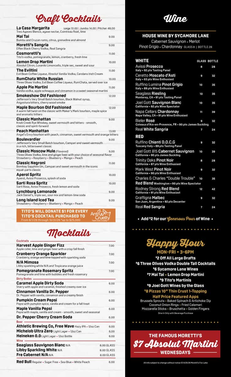 Fox Lake Fall Drink Menu