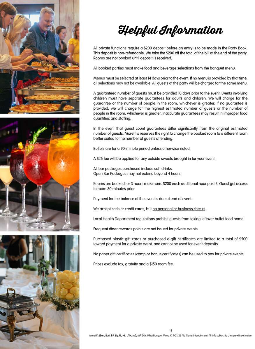 Banquets at Morettis