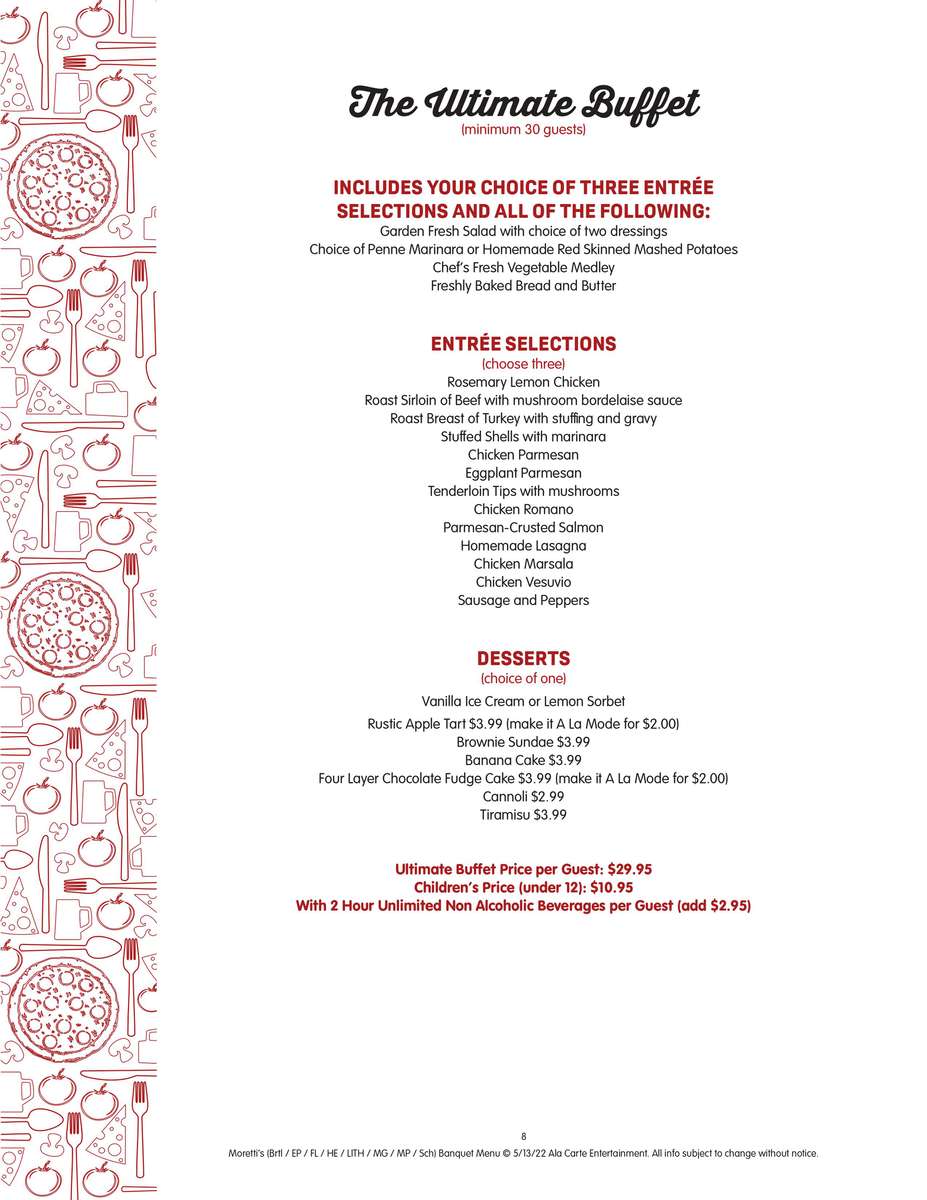 Banquets at Morettis in Wheeling