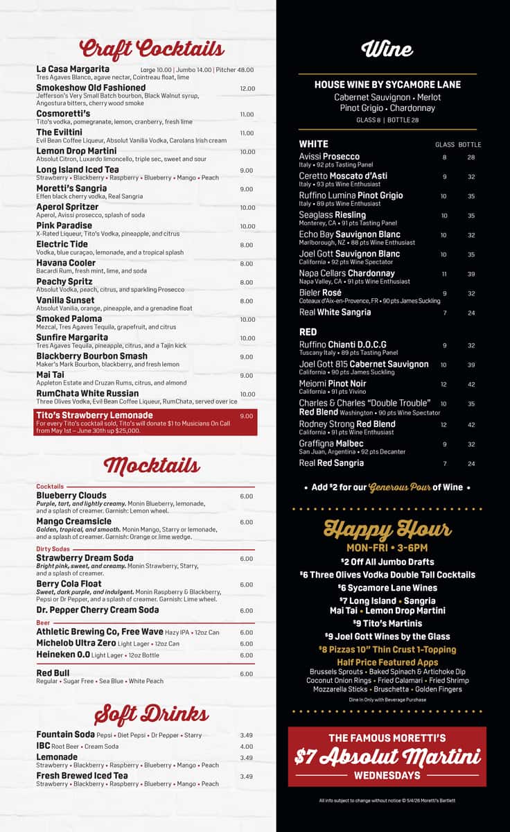 Cocktails at Morettis in Bartlett