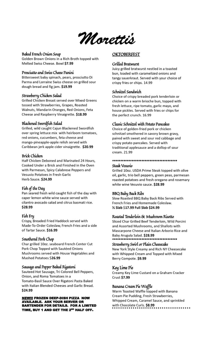 Chefs Specials at Morettis in Rosemont