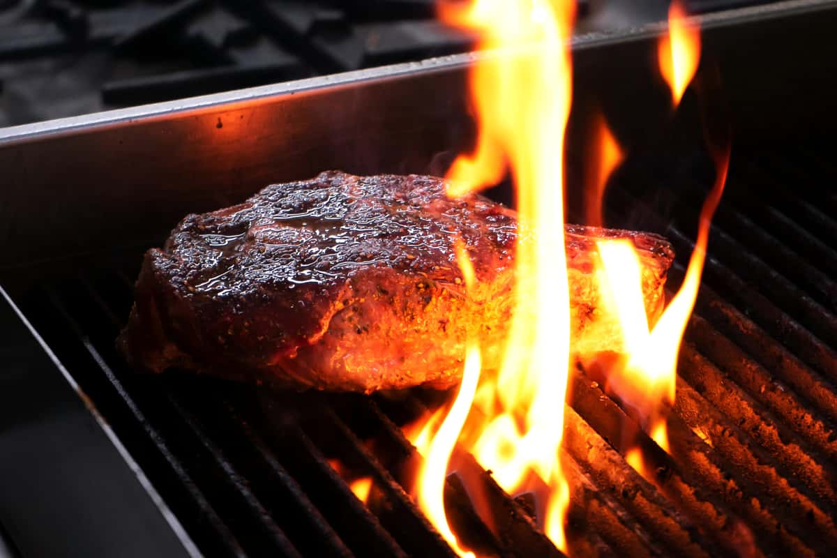 Flaming steak
